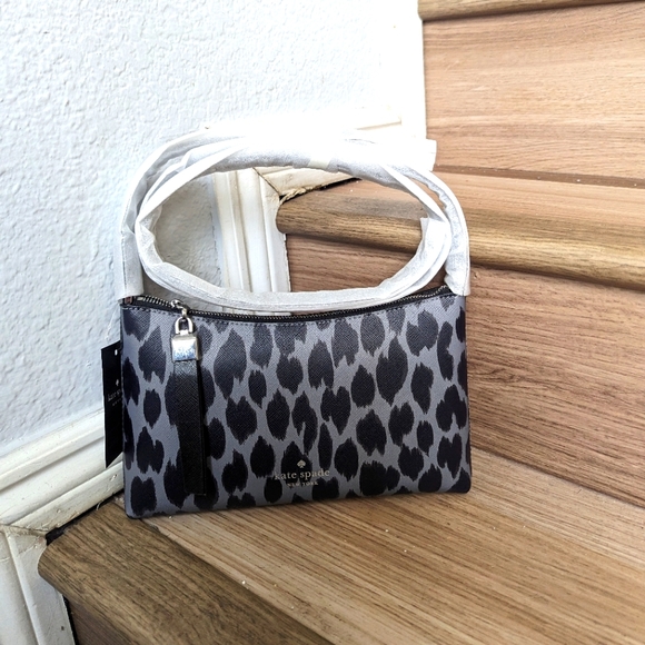 Kate Spade Sadie Animal Print Crossbody Grey Multi - Picture 2 of 4